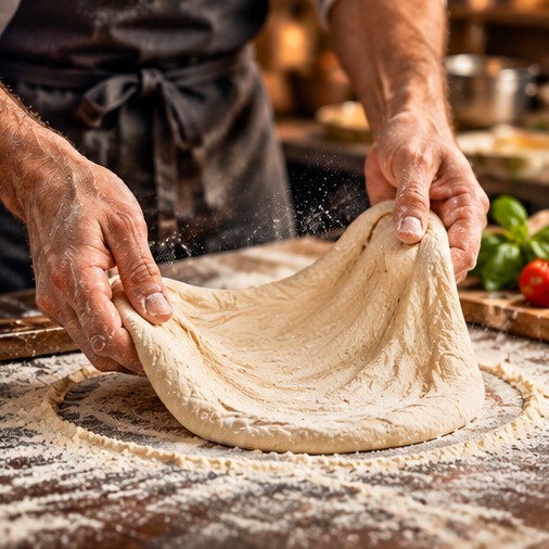 Ręczne wyrabianie ciasta do pizzy